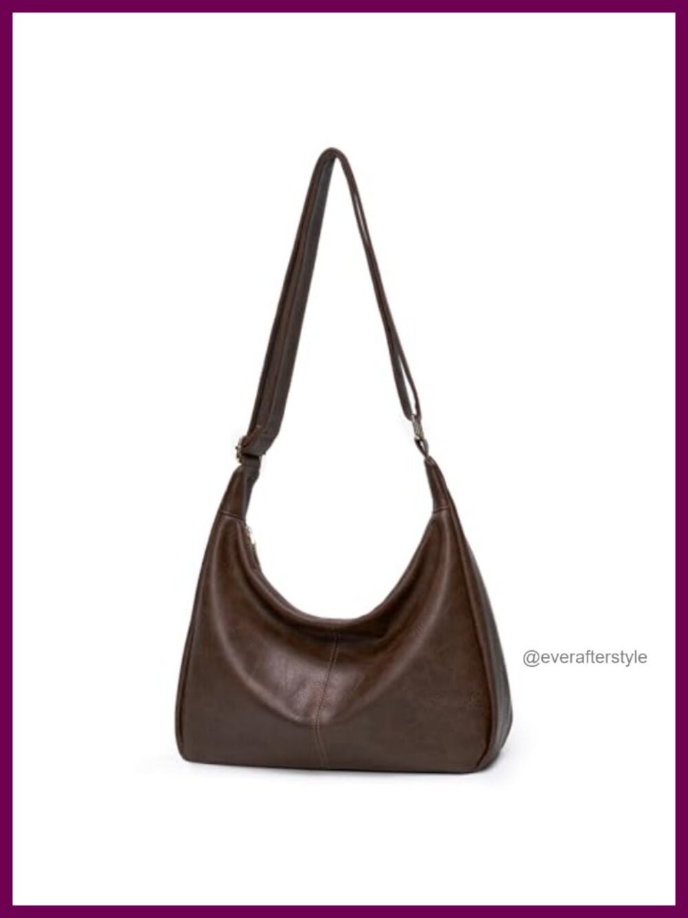 Slouchy Hobo Shoulder Bag Foldable Crossbody PU Leather Vegan Purse